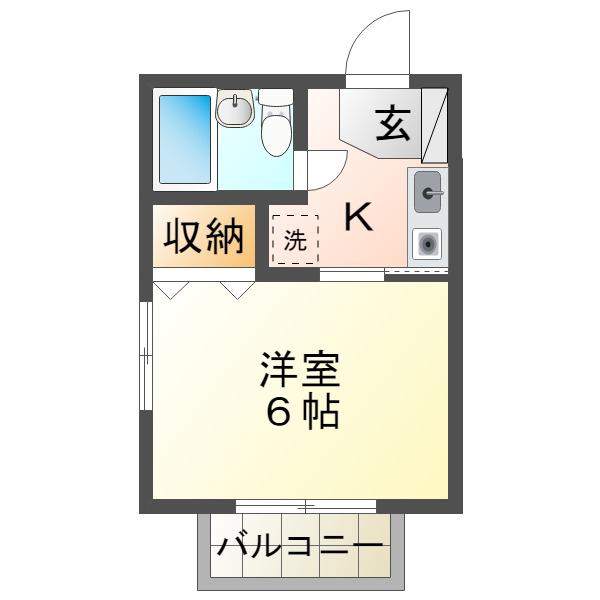 ジェネシスみづほ(1K/2階)の間取り写真