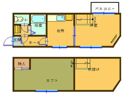 グリーングラス城栄(1K/1階)の間取り写真