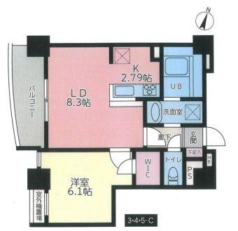 ケインズ湘南II(1LDK/4階)の間取り写真