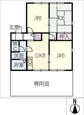 メゾンむつみヶ丘(3DK/1階)の間取り写真