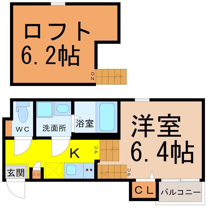 プレミアム ハウス .K(1K/1階)の間取り写真
