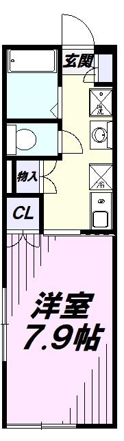 コモド飯能本町(1K/1階)の間取り写真