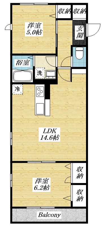 スマートハイム多摩平(2LDK/3階)の間取り写真
