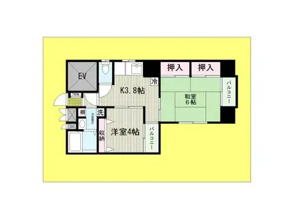 西葛西ルーフハイム(2K/4階)の間取り写真