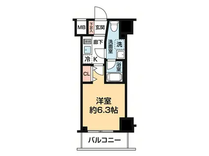 ガレリアレジデンス石川町(1K/5階)の間取り写真