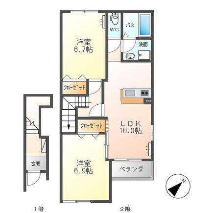 シンフォニーヒルズ(2LDK/2階)の間取り写真