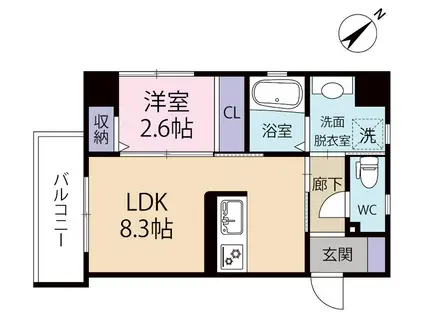 ル・シエル(1LDK/3階)の間取り写真
