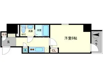 エスリード靭公園(1K/4階)の間取り写真