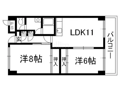 N.Y FLAT(2LDK/3階)の間取り写真