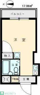 中青木グレースハイム(ワンルーム/2階)の間取り写真
