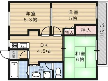 ハーモニーテラス若松町(ワンルーム/1階)の間取り写真
