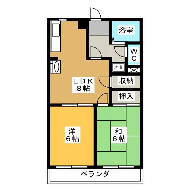 柿沢ハイツ A棟(2LDK/3階)の間取り写真