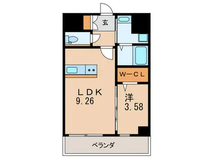 THE HILLS KOKURA(1LDK/11階)の間取り写真