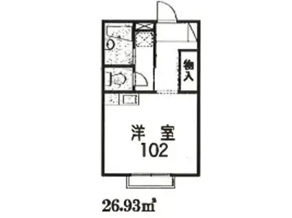 オウゲイースト(1K/1階)の間取り写真