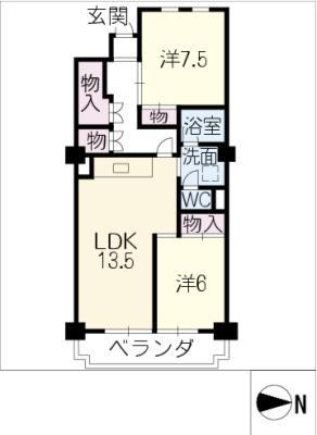 那古野ビル南館504(2LDK/5階)の間取り写真