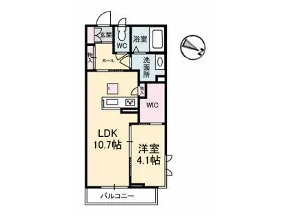 GRANTAGE下関III(1LDK/1階)の間取り写真