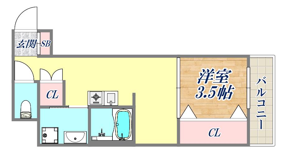 SAN MARINO尼崎(1K/4階)の間取り写真