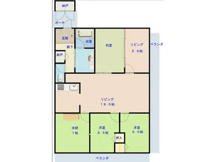 プレジデント皇神大広(5LDK/6階)の間取り写真