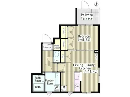 ファレール笹塚(1LDK/1階)の間取り写真