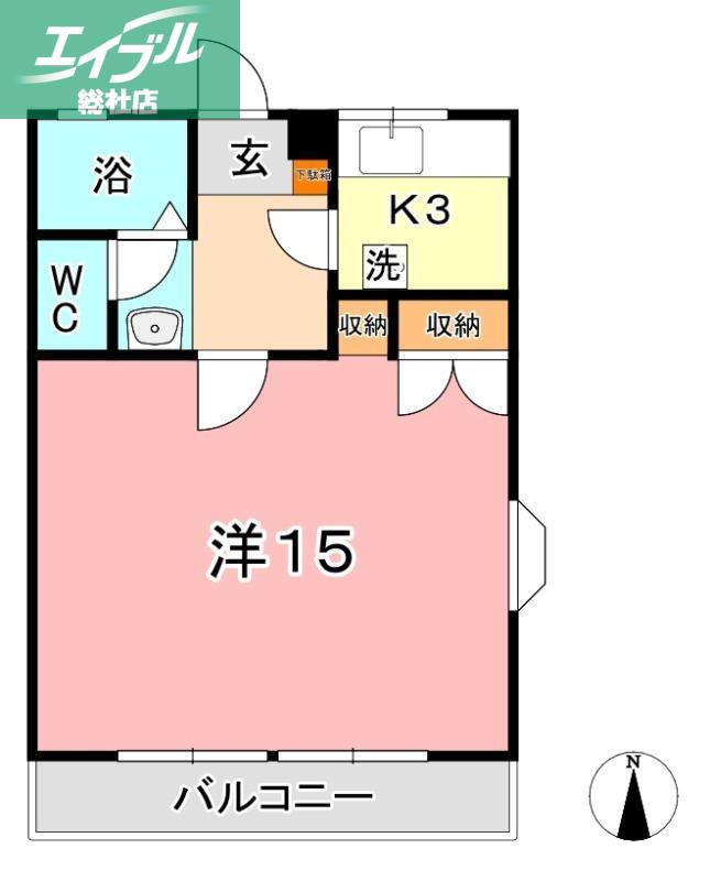 ブールブランシュB棟(1K/1階)の間取り写真