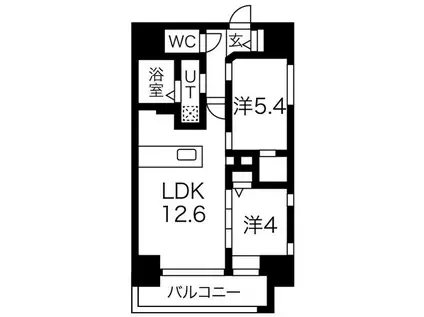 ザ・レジデンスパーク久屋大通(2LDK/12階)の間取り写真
