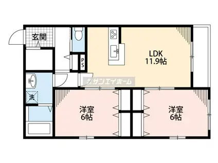 オーク フォレスト(2LDK/2階)の間取り写真