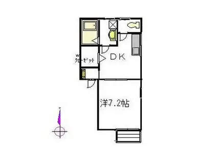 フォークローバー(1DK/1階)の間取り写真