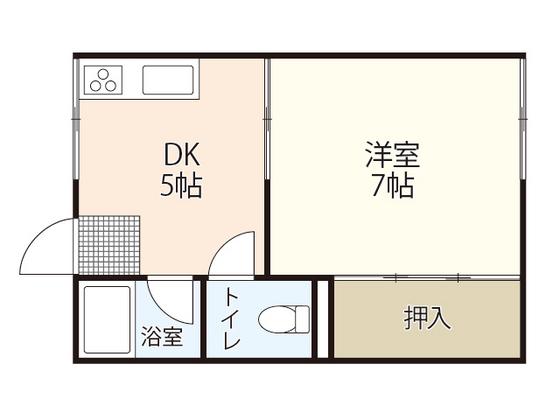 六本松アパート(1DK/2階)の間取り写真