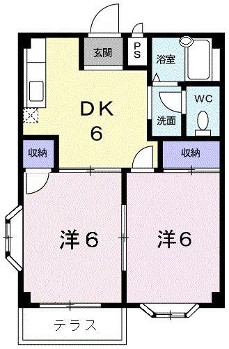 エクセリッチK-I(2DK/1階)の間取り写真