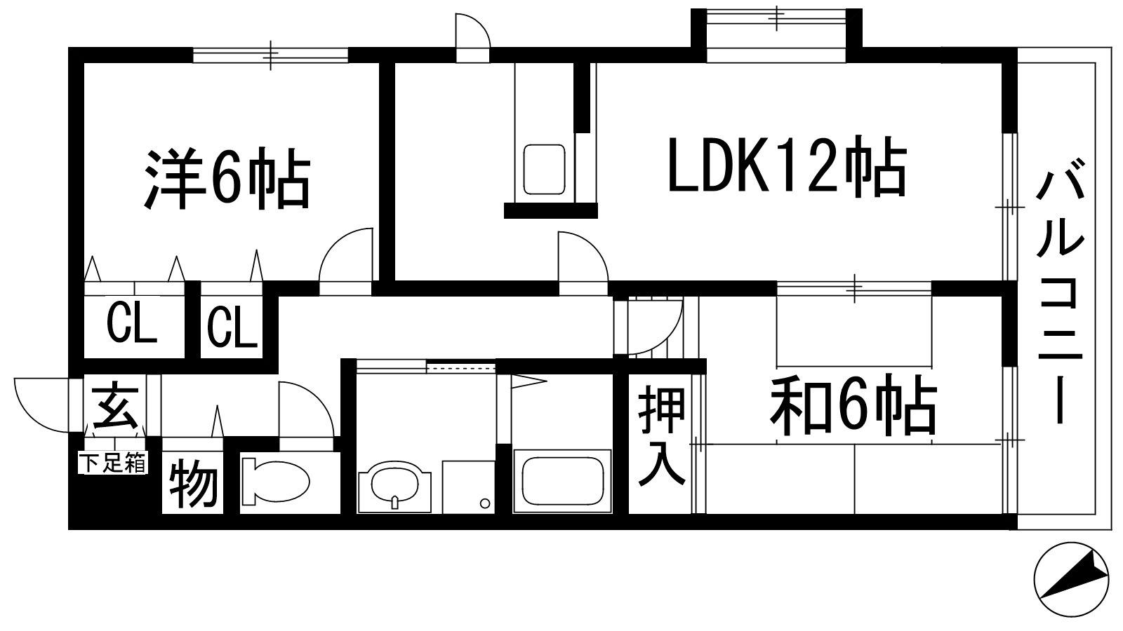 メゾンドルフ(2LDK/1階)の間取り写真