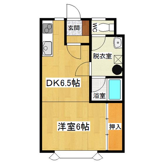 エスポワール元町(1DK/2階)の間取り写真