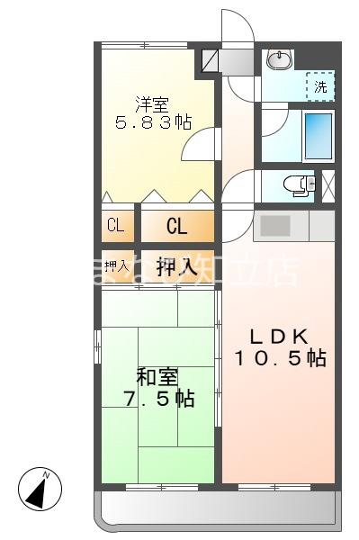 エピーメロン(2LDK/2階)の間取り写真