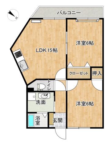 シャロム(2LDK/2階)の間取り写真