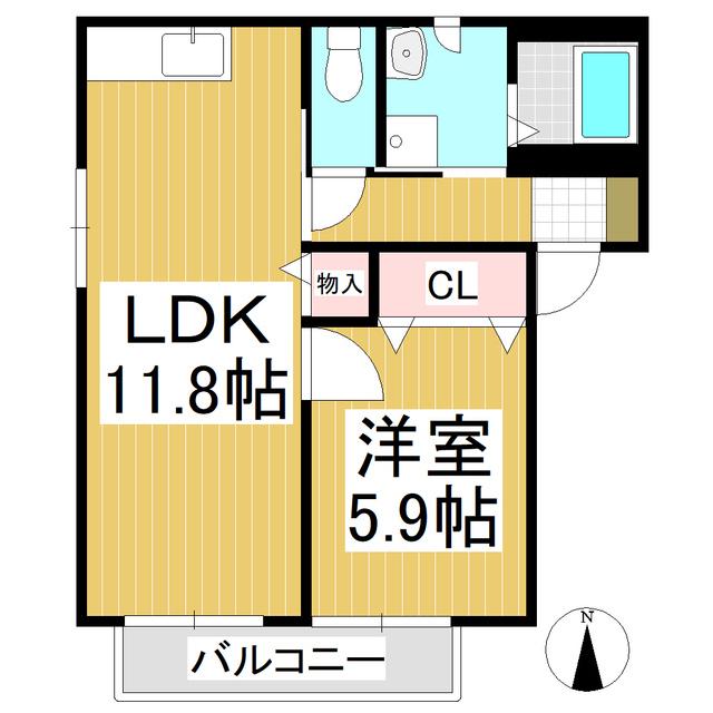 シャーメゾンビビット(1LDK/2階)の間取り写真