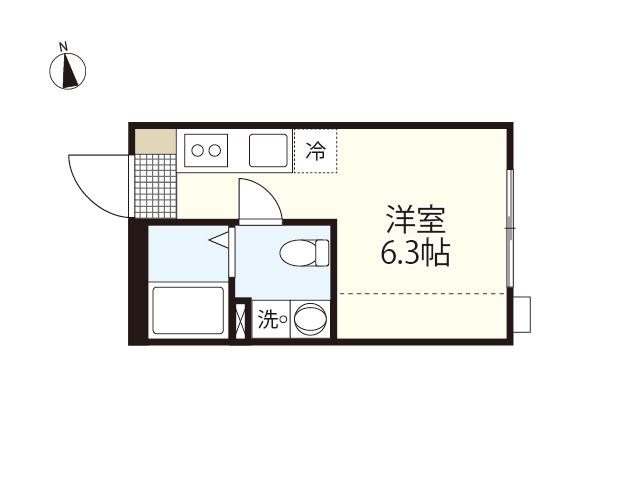 COLLINA向洋中町(ワンルーム/2階)の間取り写真