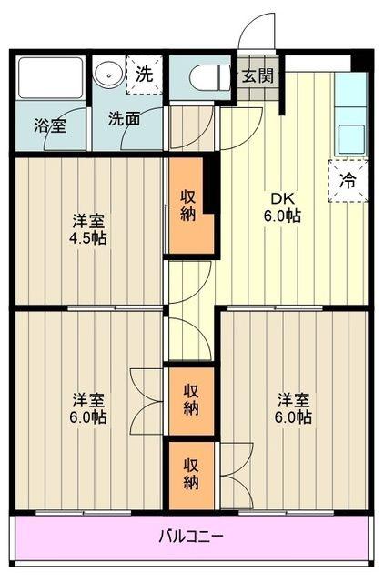 KTD東福生(3DK/3階)の間取り写真