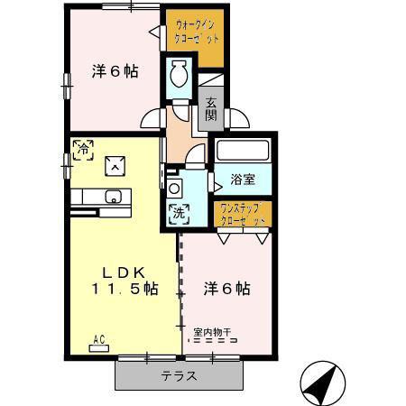 クレールメゾンC(2LDK/1階)の間取り写真