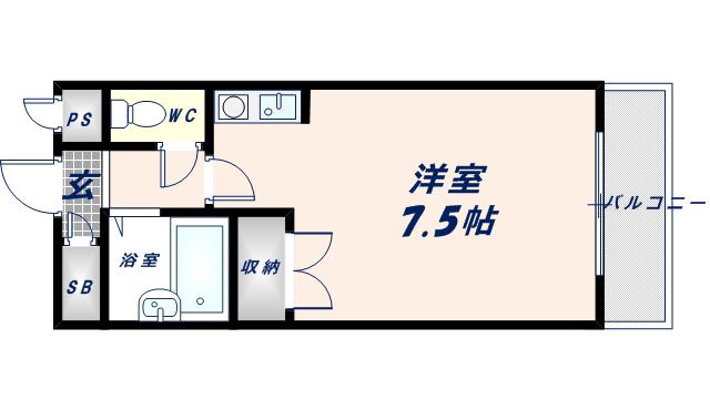 SENTIA八戸ノ里(1K/3階)の間取り写真