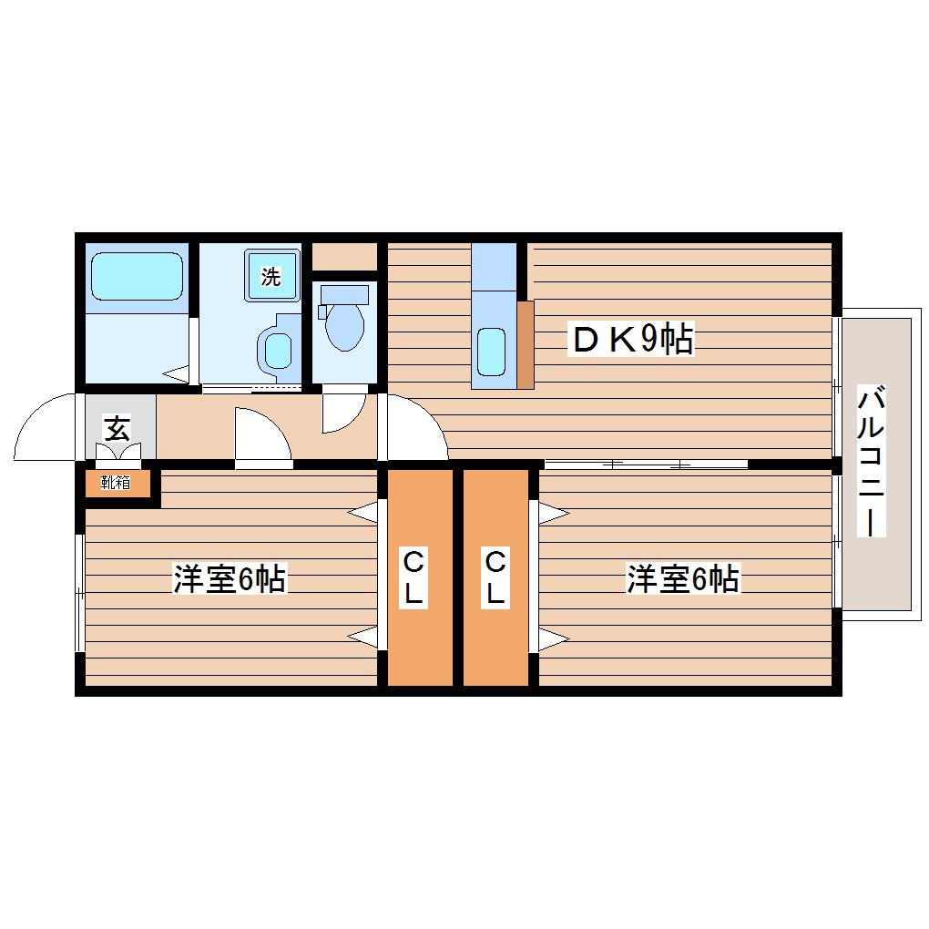 アルコバレーノ(2DK/1階)の間取り写真