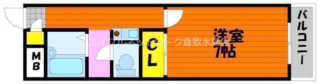 スリム平野(1K/4階)の間取り写真
