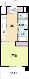 アールエスフラッツ(1DK/4階)の間取り写真