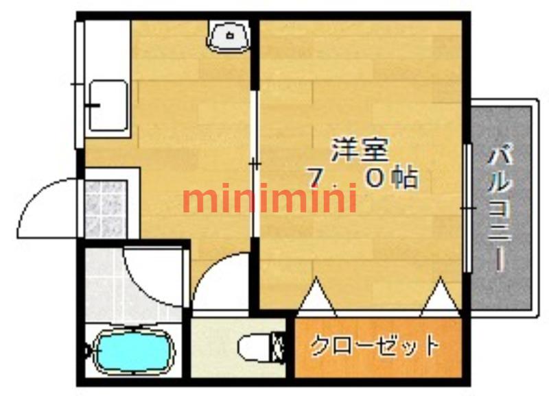 アンコスモヒバリ(1K/2階)の間取り写真