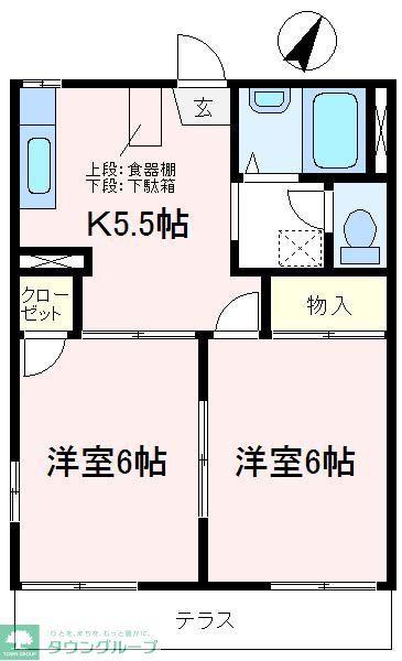 ドミール鵜ノ木(2K/1階)の間取り写真