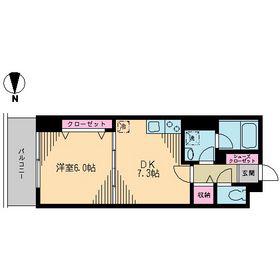 クレドラテース白河(1DK/4階)の間取り写真