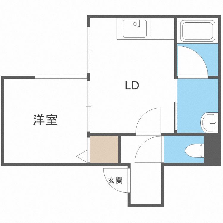 ヴィレッジ円山(1DK/2階)の間取り写真