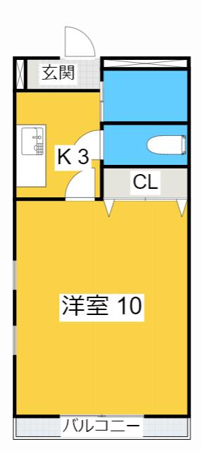 オアシス二本木(1K/2階)の間取り写真