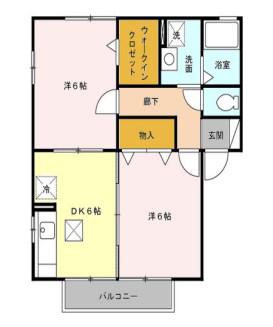 グランリーオ B(2DK/1階)の間取り写真