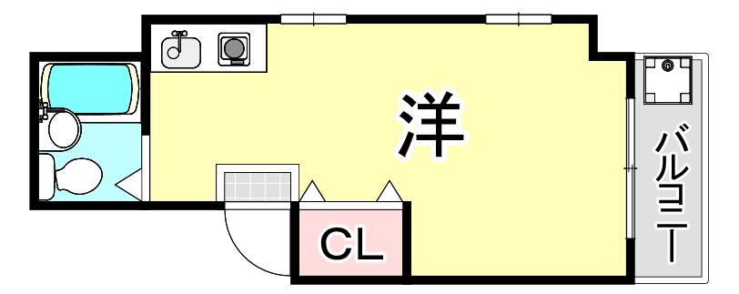 ブルックハイム甲子園(ワンルーム/2階)の間取り写真