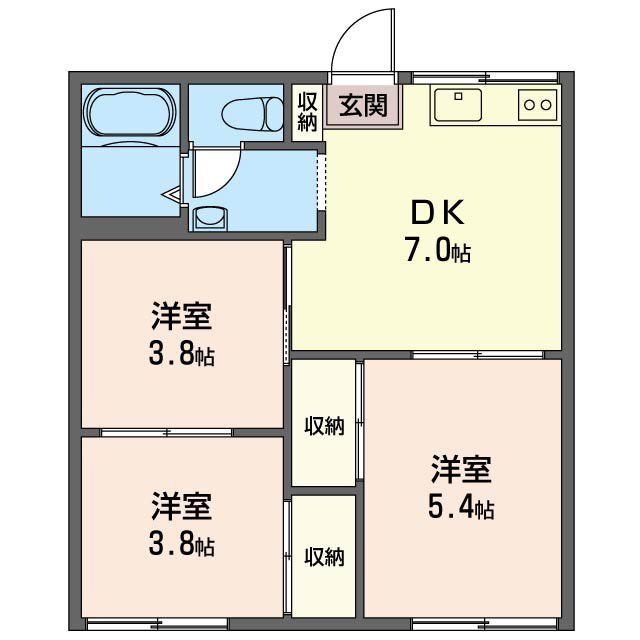 ハイツ村上(3DK/1階)の間取り写真