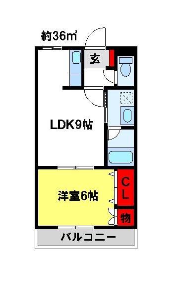 エクセレンスハイツ(1LDK/2階)の間取り写真